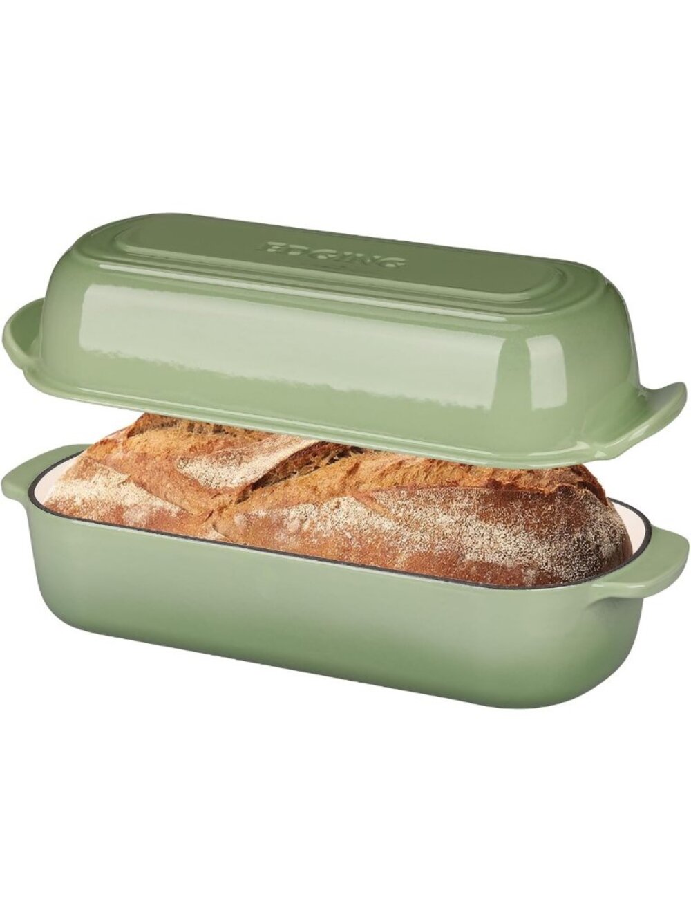 Enameled Cast Iron Loaf Pan with Lid for Sourdough Baking, 12.5x5.5 inch, 5qt